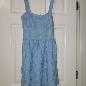 Elegant Blue Lace Midi Dress